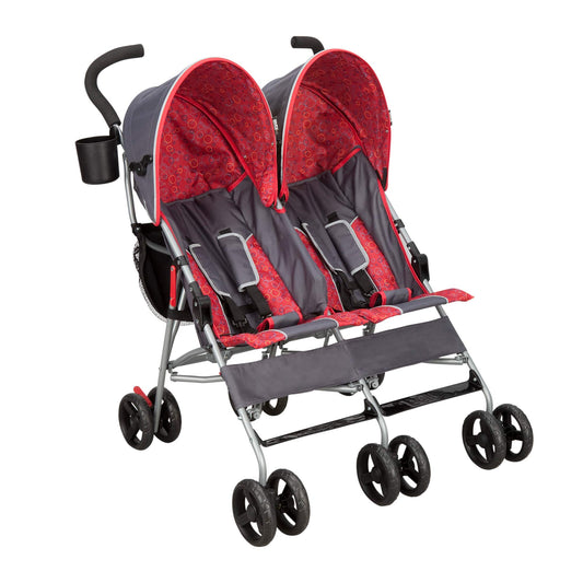 Delta Children LX Side by Side Stroller - with Recline, Storage & Compact Fold, Grey